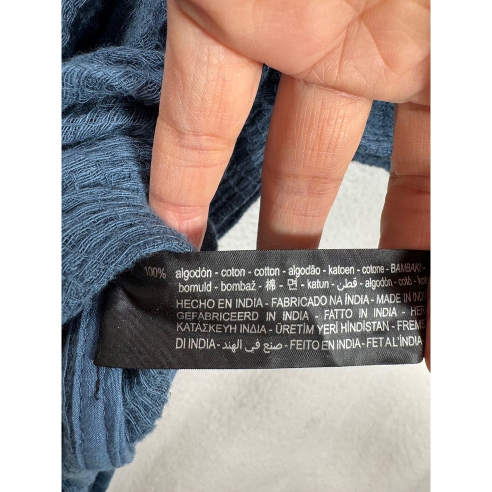 Zara blue kaftan maxi cotton with ruffle gauzy boho beach‎ oversized sz S - Picture 7 of 7